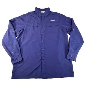 Habit Performance Fishing Shirt Mens M Blue Long Sleeve UPF 40 Vented Outdoor